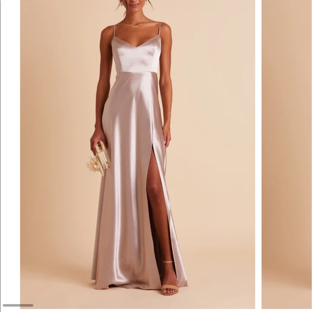 Birdy Grey Champagne Satin Slip Gown with High Slit